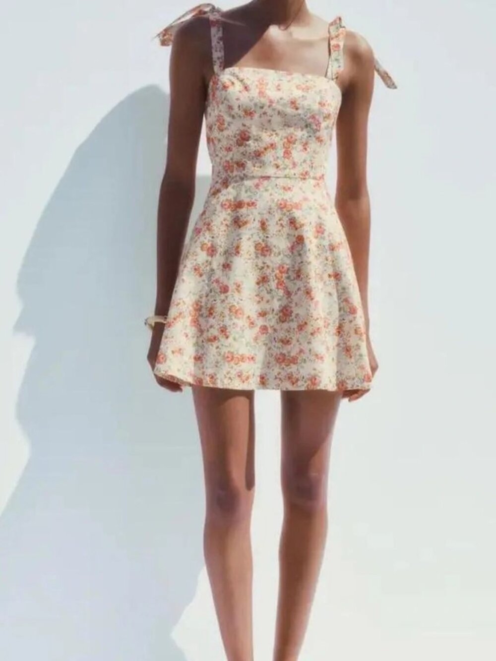 Zara Floral Mini Dress w/Tie Straps - Size Medium